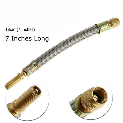 Stainless Braided Flexible Hose Car Tire Valve Inflatable Copper Joint Adapter
