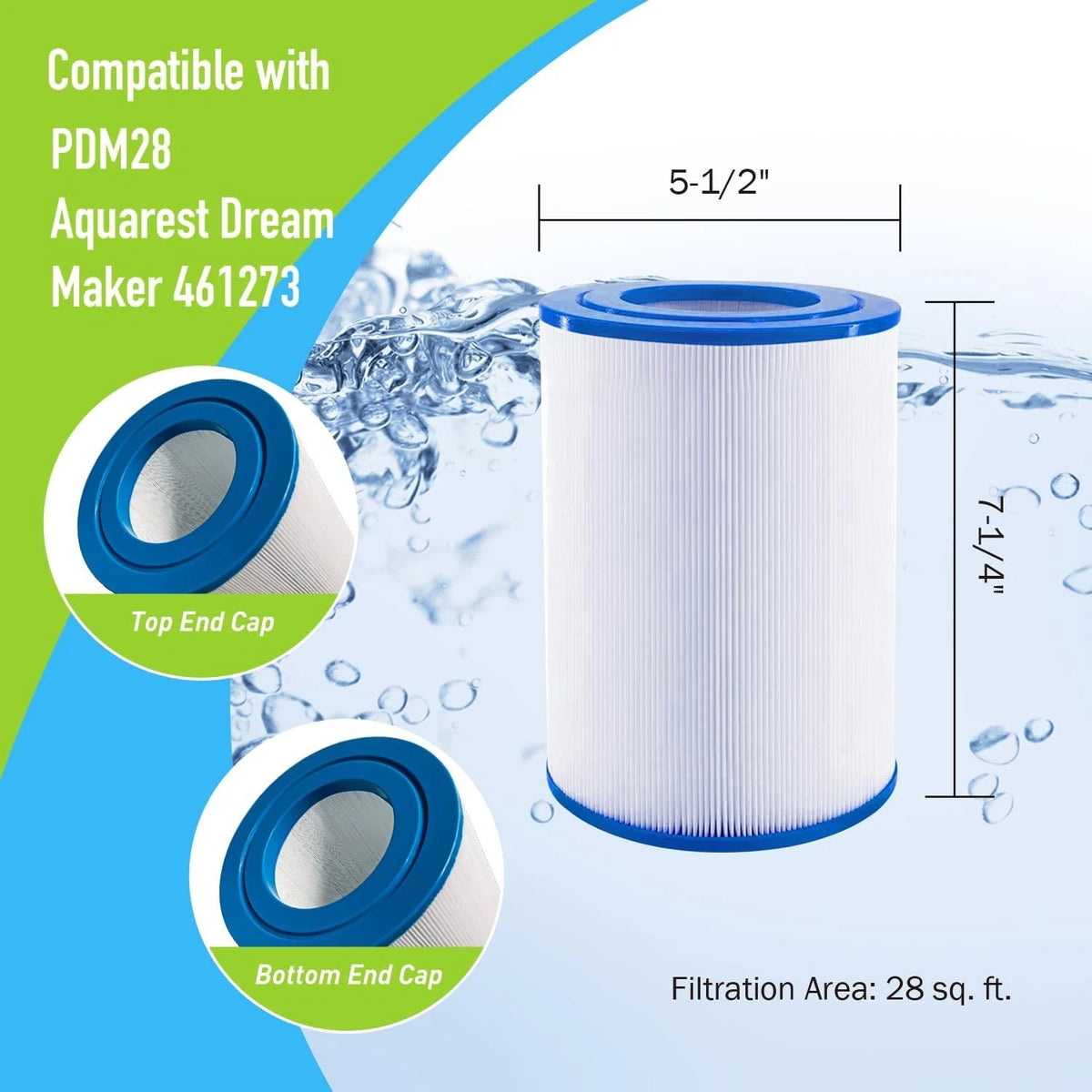 Spa Filter Replace PDM28, Aquarest Dream Maker 461273 Hot Tub Filter, 2 Pack