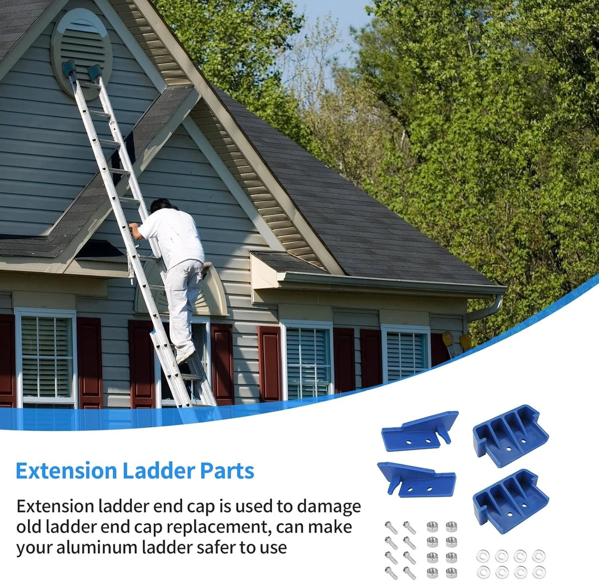 D1100 Series End Cap Kit - for Werner Ladder Extension Accessories - Blue