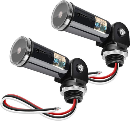 2 Pack Dusk to Dawn Sensor for Outdoor Lighting, 120-277V 2 Pack, Black