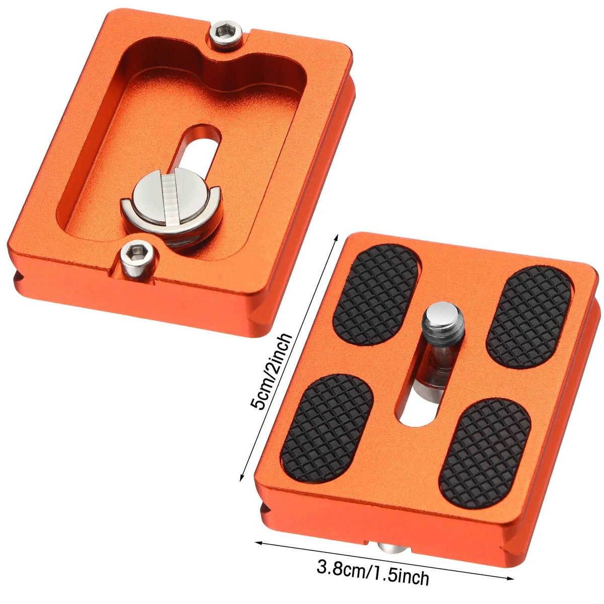 Frienda 2 Pieces Metal Quick Release Plate with 1/4''-20 Camera 50mm, Orange