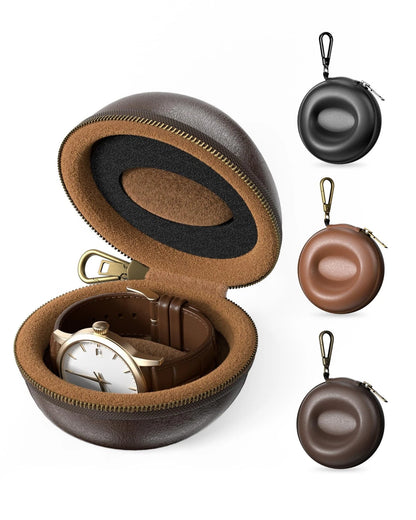 ProCase Single Watch Travel Case with Carabiner Clip – Rigid EVA Espresso