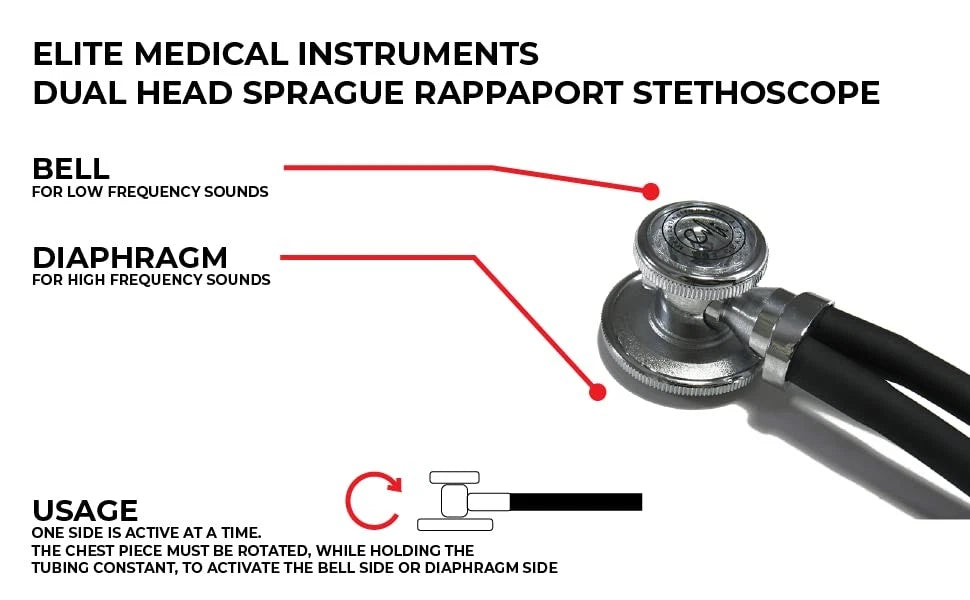 EMI EBE-340 Sprague Rappaport Stethoscope with Black Aneroid Baby Blue/Black