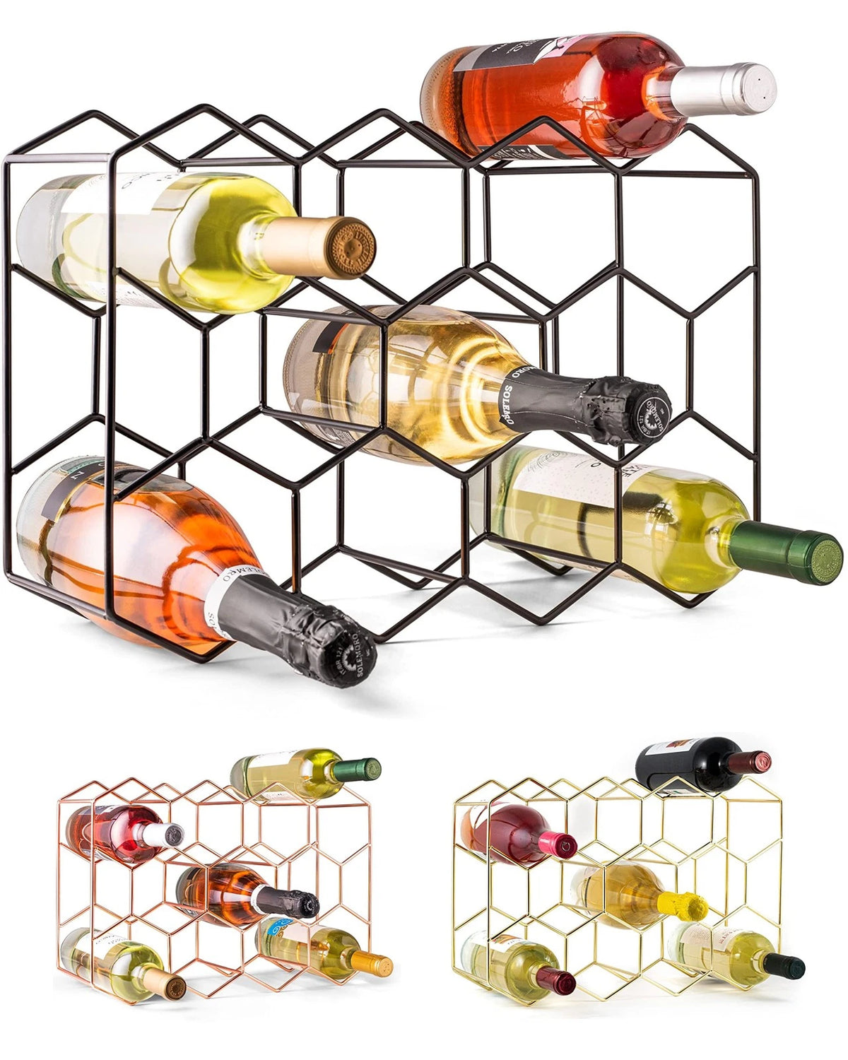Gusto Nostro Countertop Wine Rack - 14 Bottle Freestanding 14 Bottles, Black