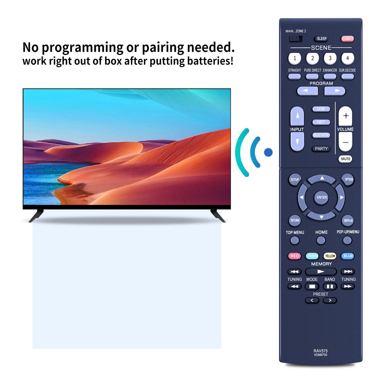 RAV575 VDM8700 Remote Control For Yamaha AV Receiver RX-V6A RX-V6ABL TSR-700