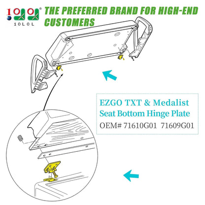 10L0L Golf Cart Seat Bottom Hinge Plate Fits for 1995-up EZGO TXT &...