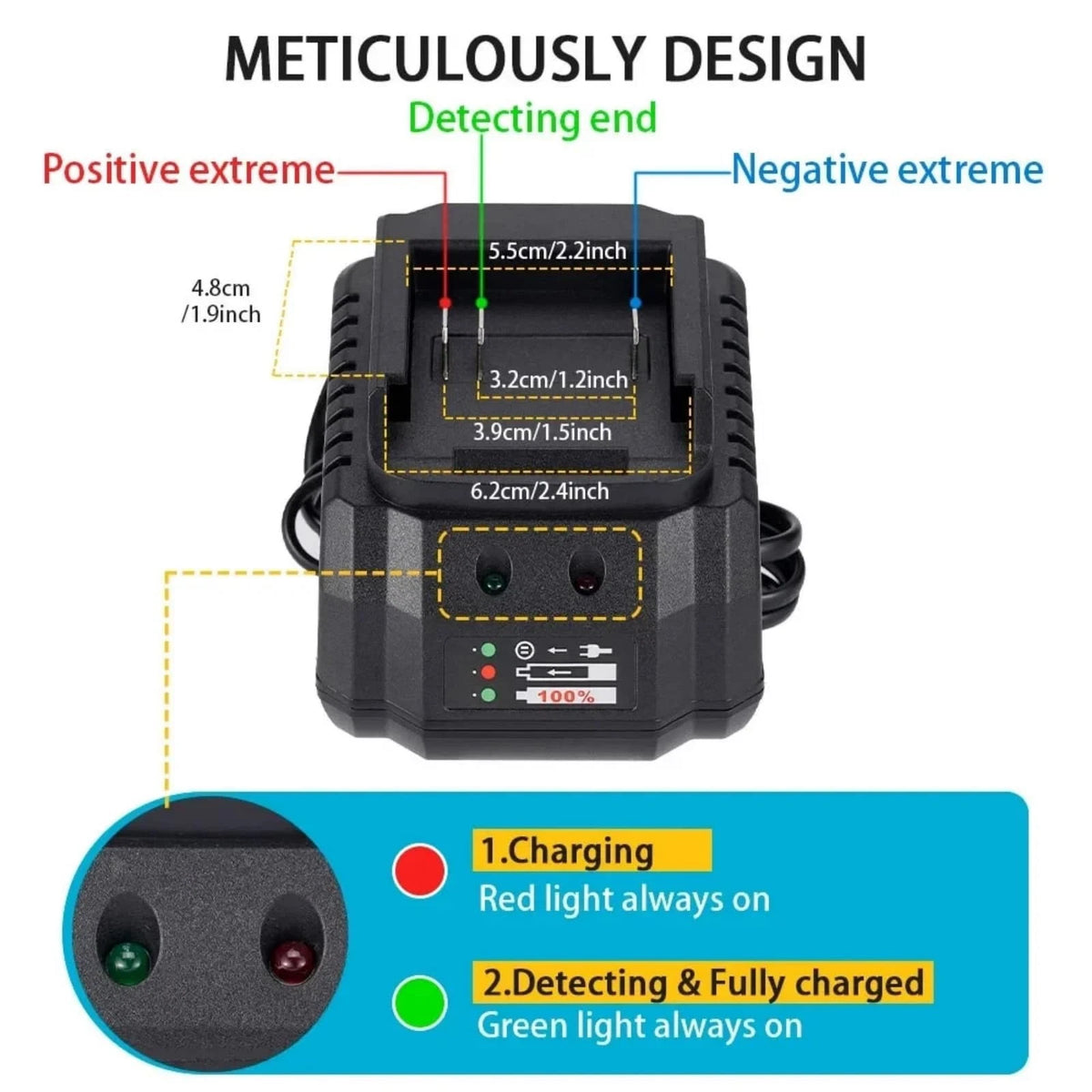 Plug Charger For Makita 18V 21V Lithium Ion BL1415 BL1815 BL1830 BL1850 Pack