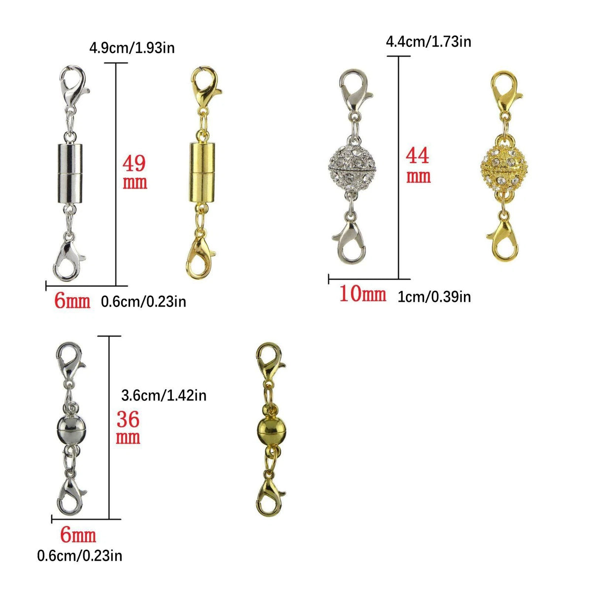 24PCS 3 Different Styles Magnetic Clasps Lobster Clasp For Jewelry DIY Making