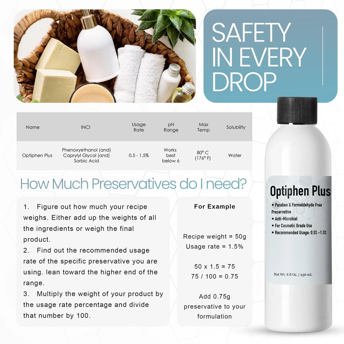 Optiphen Plus Preservative for Cosmetics, 8 Fl Oz (Pack of 1)