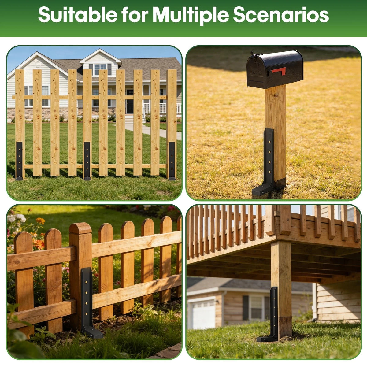 Fence Post Repair Kit 1 Pack, 8mm Double-Layer 29.67"H x 1.8"W, black