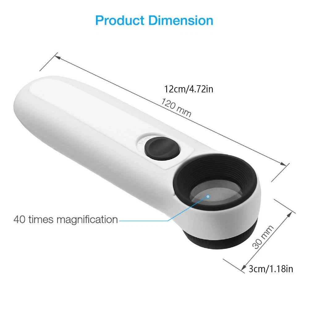 40X Magnifying Map Optical Glass Handy Magnifier Loupe Loop Jeweler/Watch Repair