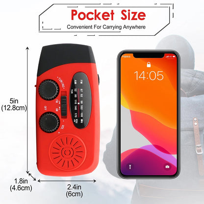 RunningSnail Hand Crank Radio with LED 5L x 1.8W x 2.4H Inch, 087-Red