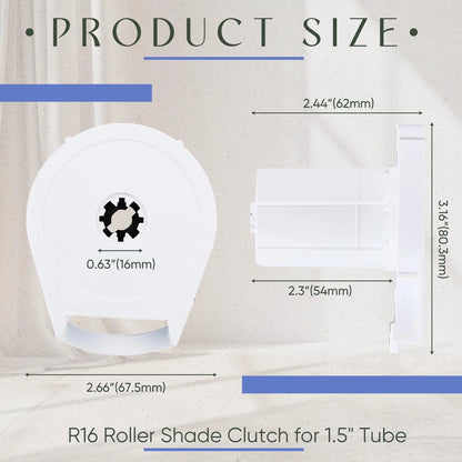 Datanly 1 Pcs R16 Roller Shade Clutch for 1.5" Tube 1.5"W x 1.5"H, White