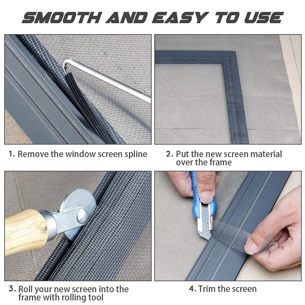 Lengtimo Fiberglass Screen Repair Kit, Black, 48" x 110", x Black