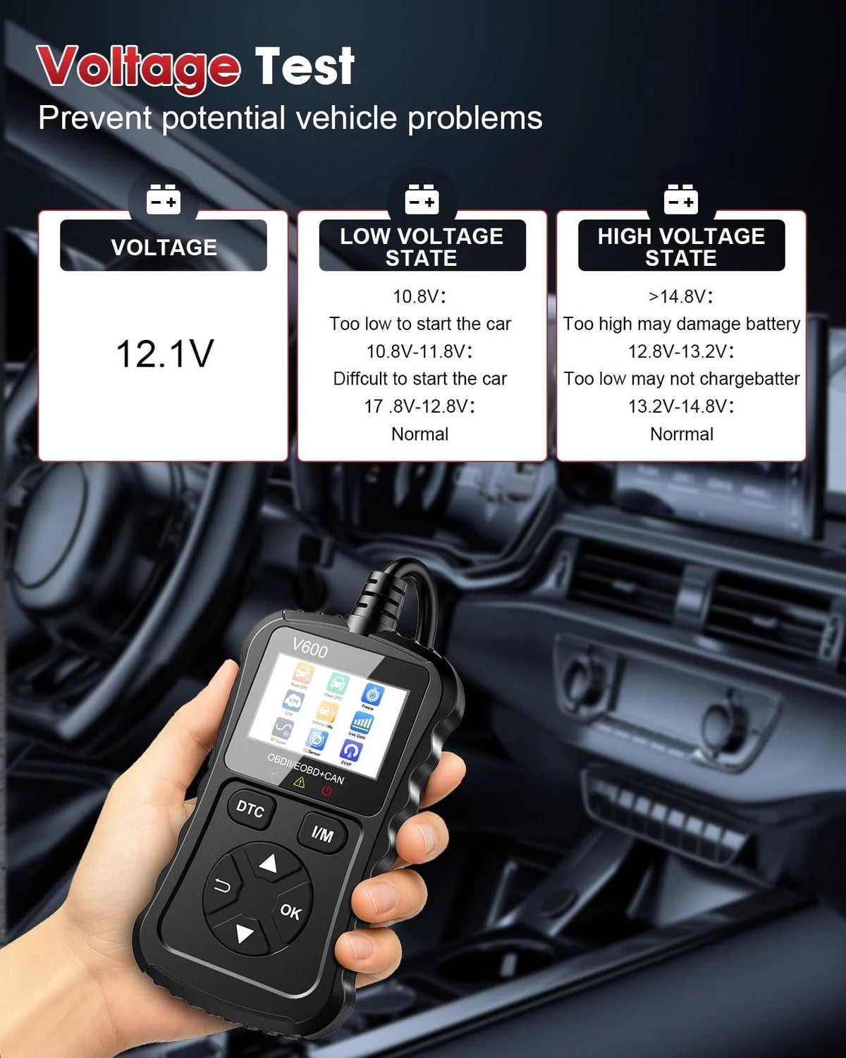 XIAUODO OBD2 Scanner Car Code Reader Support Small and Portable, black