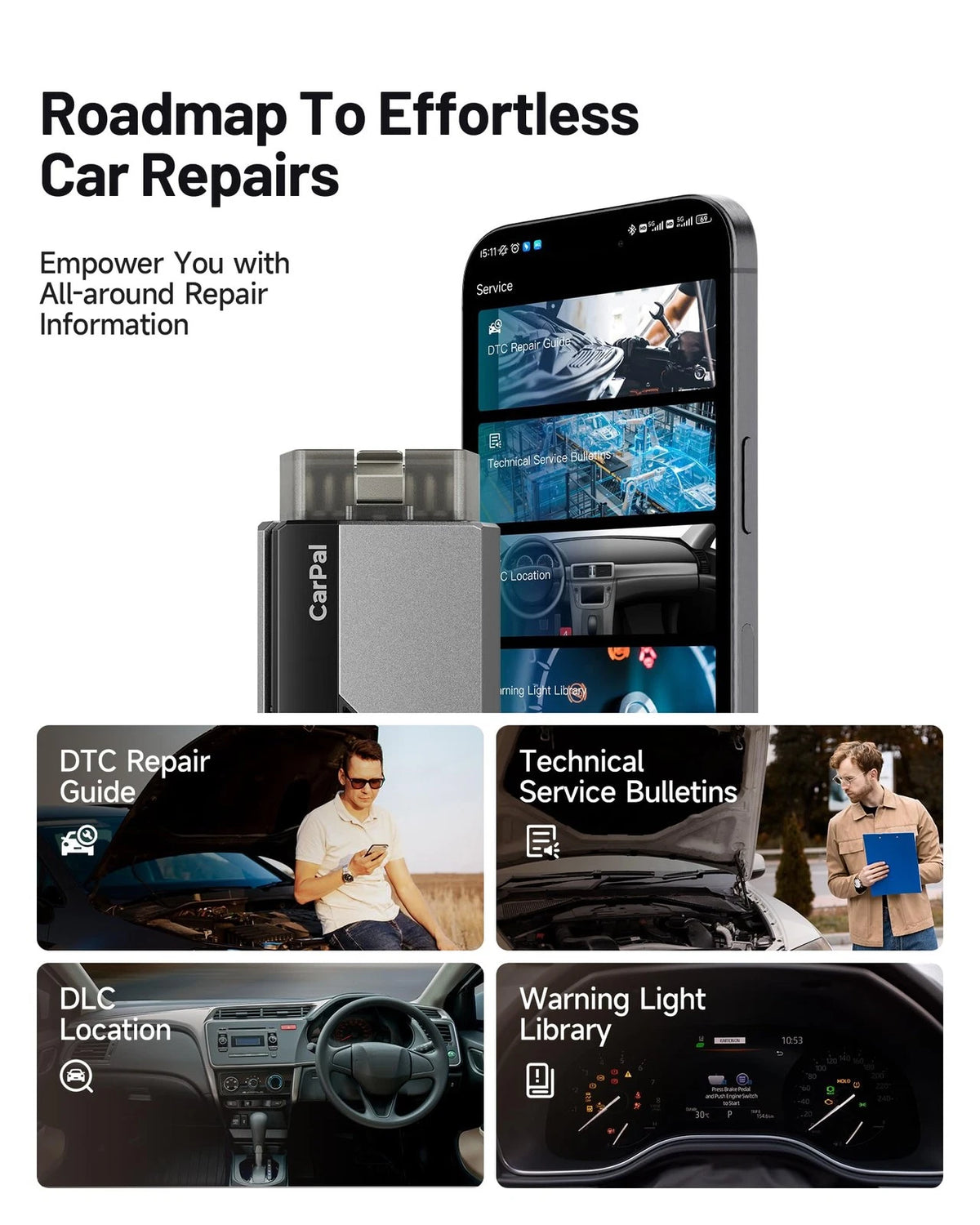 TOPDON Carpal-US OBD2 Code Reader Bluetooth, All System Scanner Black