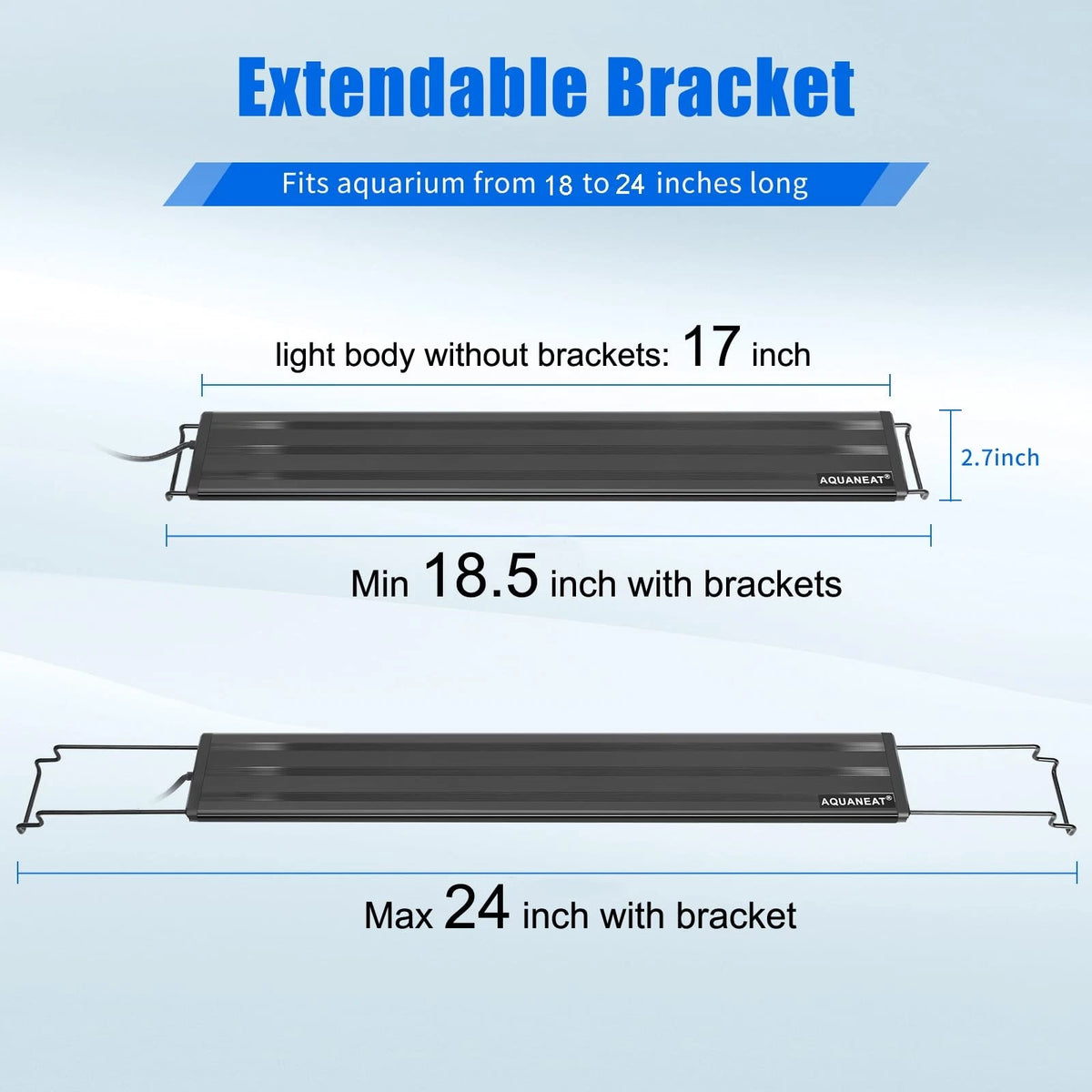 AQUANEAT LED Aquarium Light Full Spectrum for 18"-24", light cover is black
