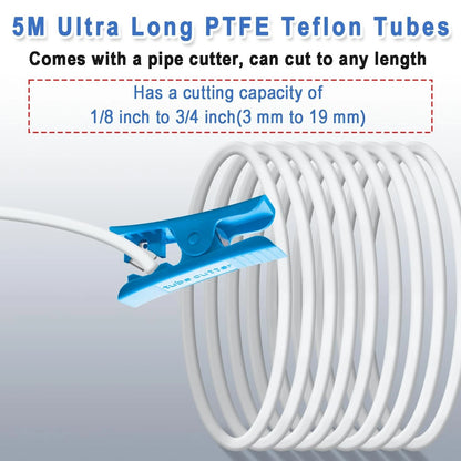 16.4ft(5M) PTFE Teflon Tube Kit,ID 2.5mm OD 4mm Bowden for 5M, White