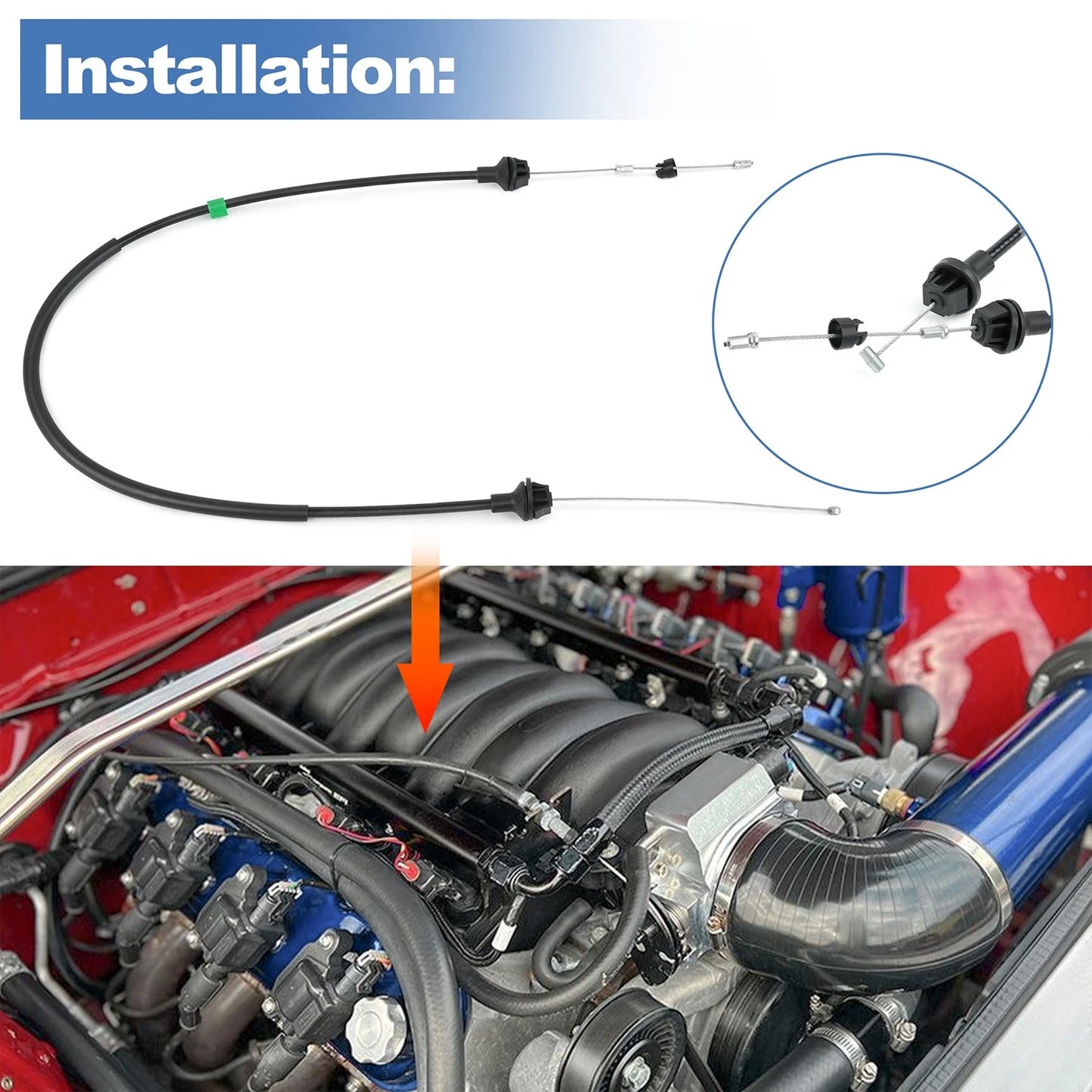 LS Throttle Cable 551859 Fits 3-Bolt Or 4-Bolt Throttle Bodies 38.8"