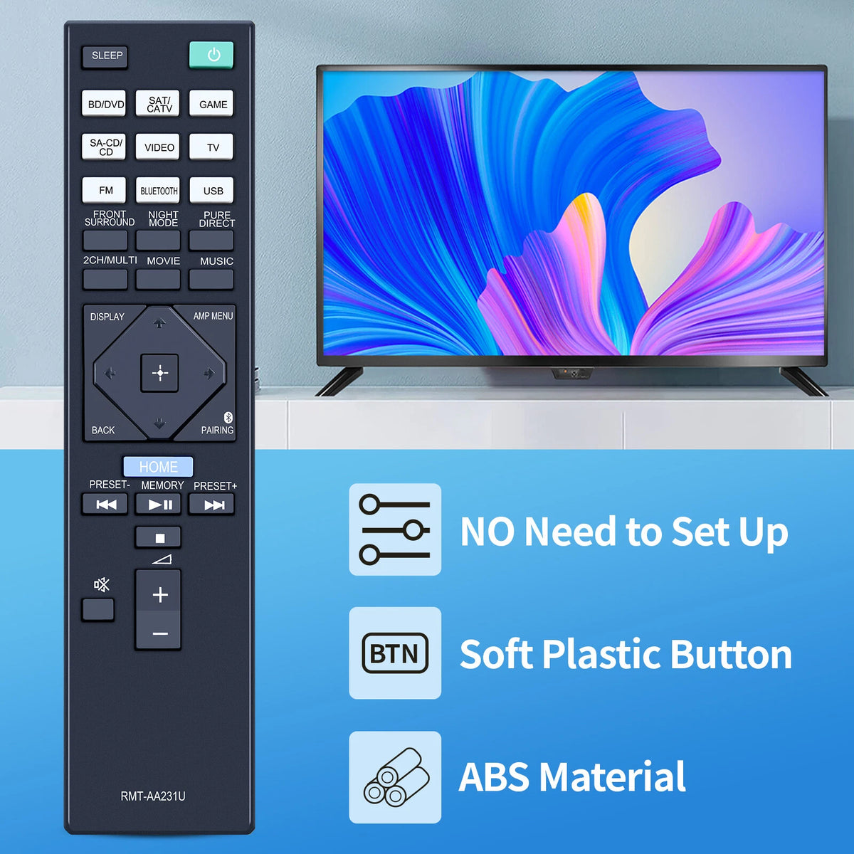 RMT-AA231U Replacement Remote Control For Sony AV System STR-DN1080 STR-DH770