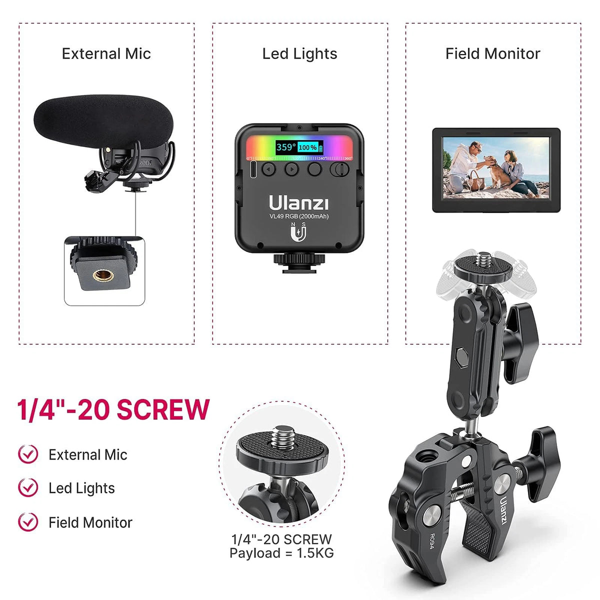 ULANZI Super Clamp Camera Mount Phone Kit, Kit