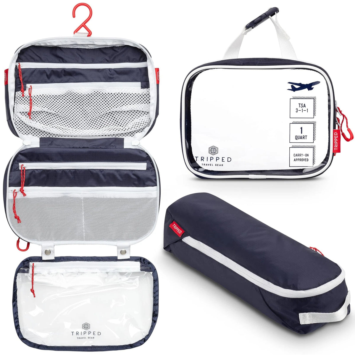 Toiletry Bag Kit Set: Hanging Travel 10 inches x 7 x 1-3 inches, Navy