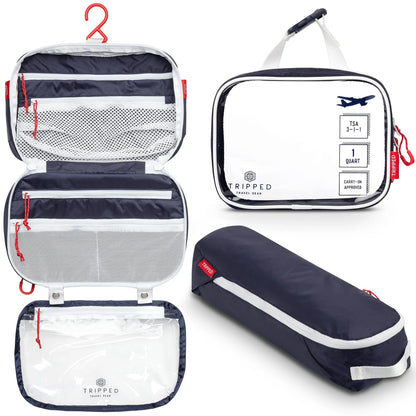 Toiletry Bag Kit Set: Hanging Travel 10 inches x 7 x 1-3 inches, Navy