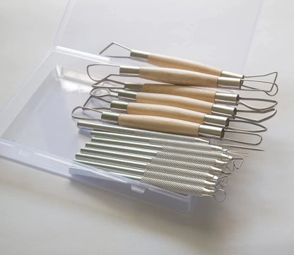 14PCS Ceramic Pottery Clay Ribbon Sculpting Tool Kit with case