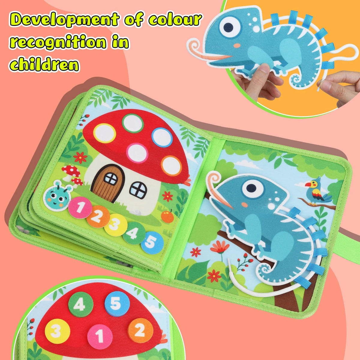 Lemrok Busy Book for Toddlers Montessori Toys- Board 1-3 Small, Farm