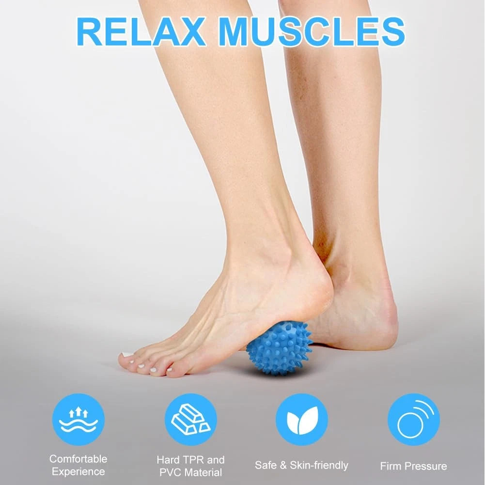URAQT Spiky Massage Ball Set, 2 Pack Physical Therapy 2Pcs-Blue, 2pcs-blue