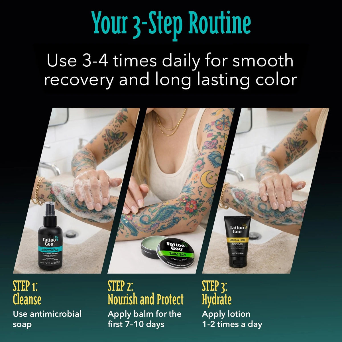 Tattoo Goo Aftercare Kit, 3 Piece Set, 3