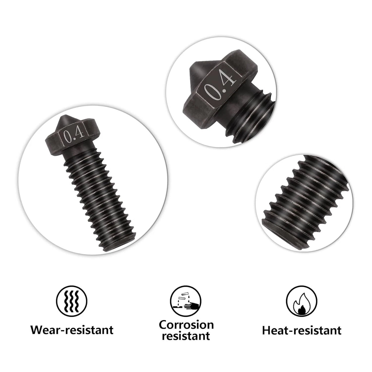 15PCS Hardened Nozzles Kit for Anycubic Vyper, 3D Printer 7PCS 0.4mm Nozzles...