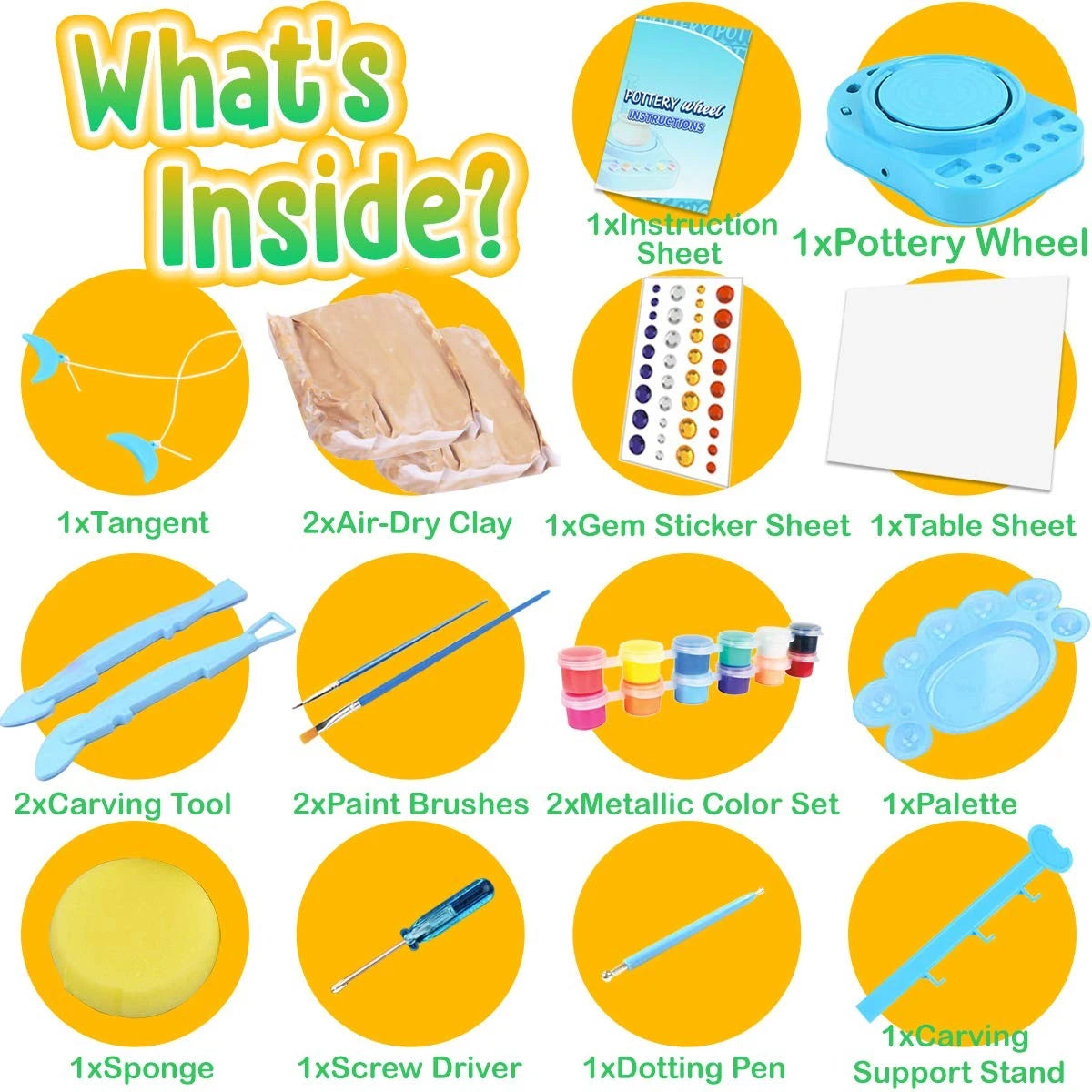 Insnug Mini Kids Pottery Wheel: Complete Painting Kit for Small, Blue