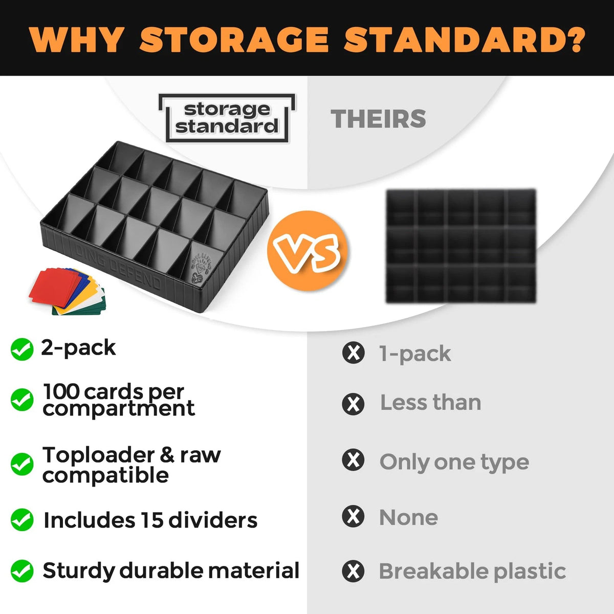 Storage Standard 2 Pack Card Sorting Tray - 17 x 13 x 2 inches, Black