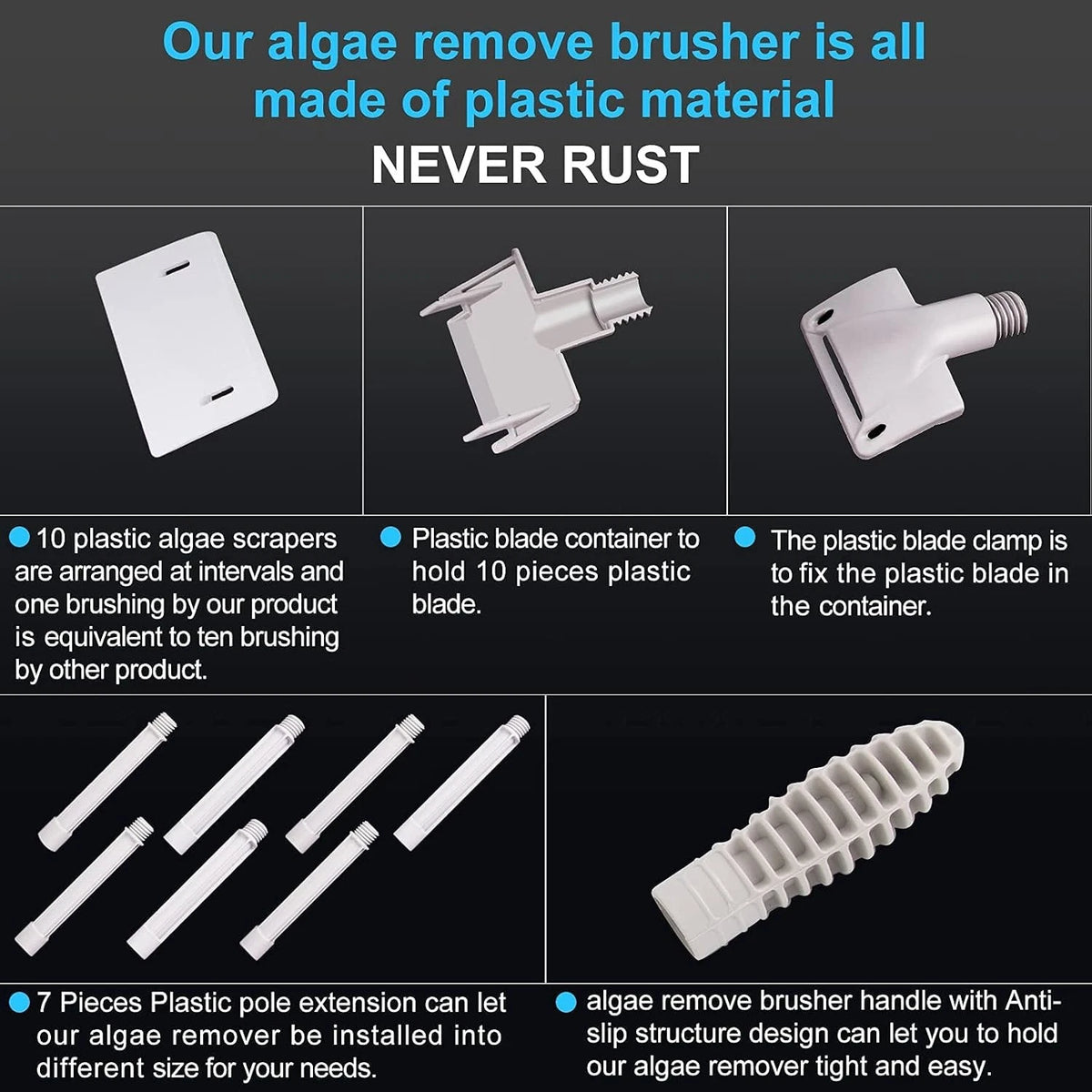 saltwater aquarium cleaner fish tank scraper cleaning tools 17.7-48 Inch...