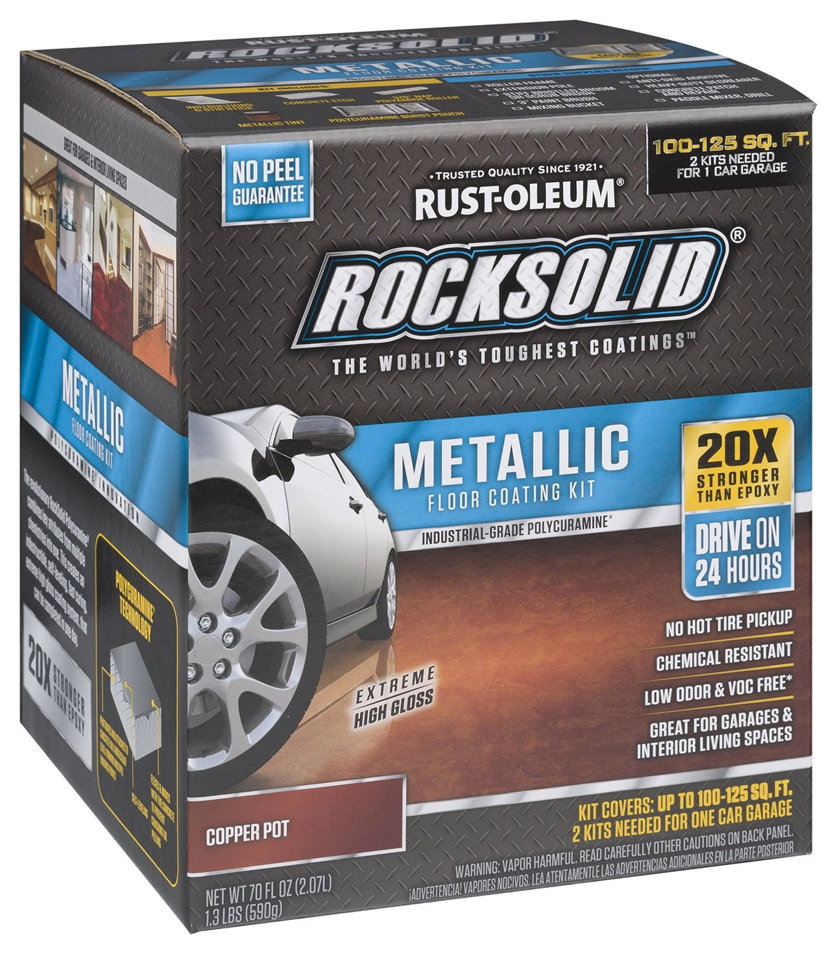 Rust-Oleum 286894 RockSolid Metallic Garage 70 fl oz (Pack of 1), Copper Pot