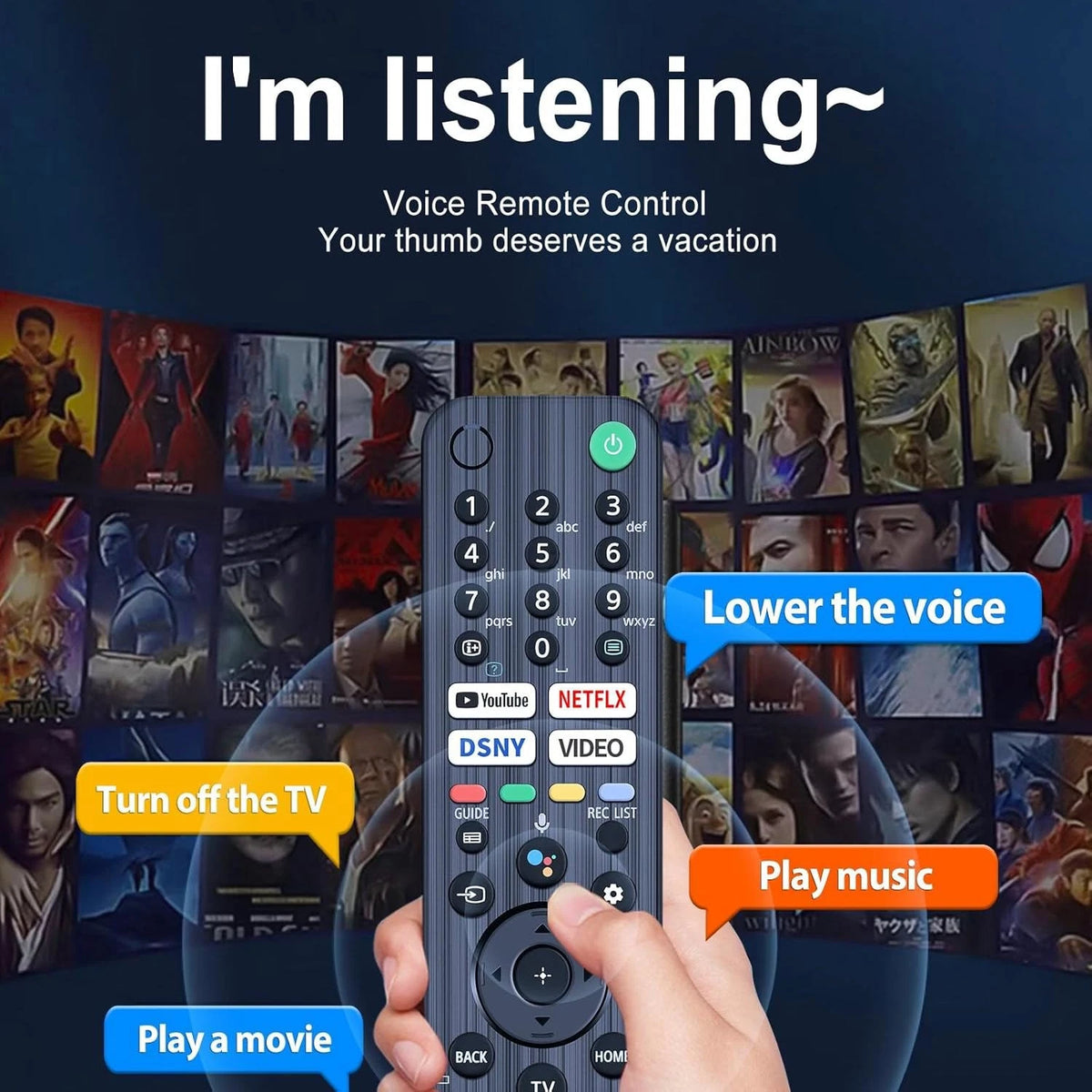 RMF-TX520E Voice Remote Control For Sony TV KD43X85J, KD50X85J. KD55X79J
