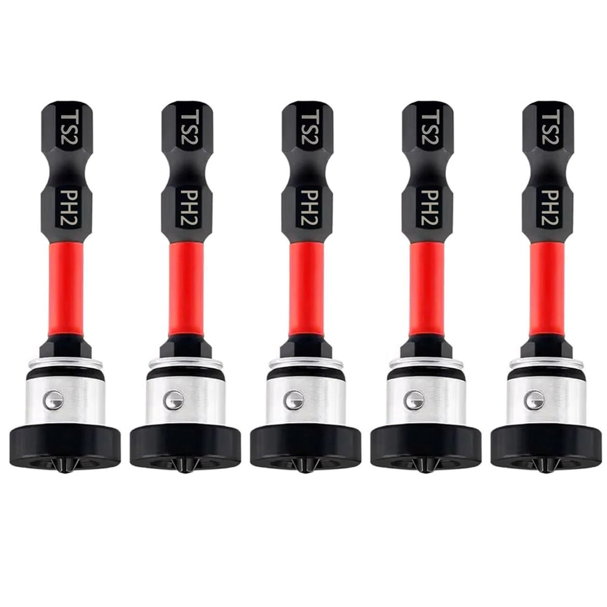 Magnetic Depth Stop Drywall Screw Bits 5PCS PH2 50mm 1/4" Hex Shank Setter
