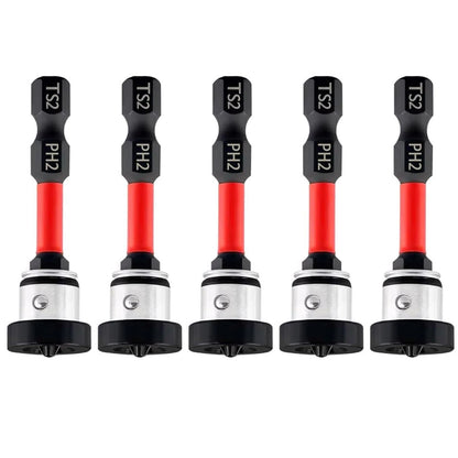 Magnetic Depth Stop Drywall Screw Bits 5PCS PH2 50mm 1/4" Hex Shank Setter
