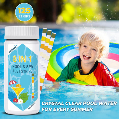 Salt-Water Pool Test Strips Kit: 125 Counts 8-in-1 for Salt Water 125