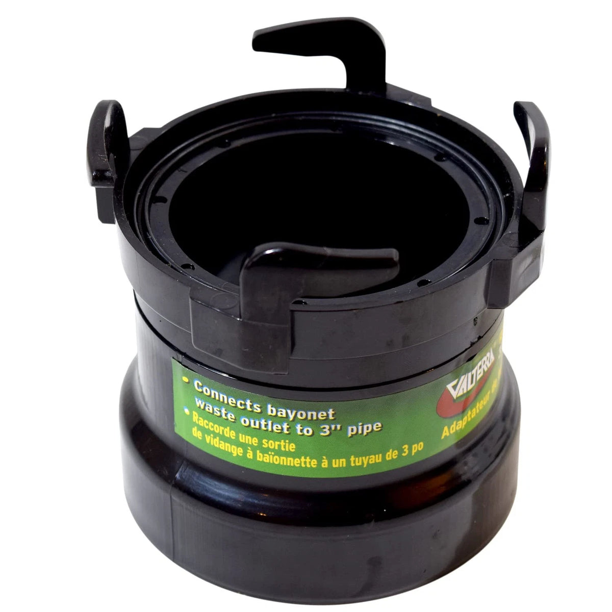 Valterra T1028 Rotating Rigid Pipe Adapter - 3" Hub x Bayonet Klein, Black