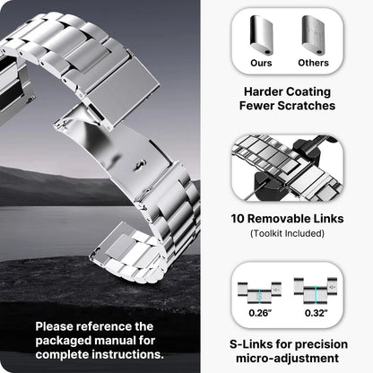 Fullmosa Stainless Steel Watch Band 16mm 18mm 19mm 20mm(see diagram), Silver