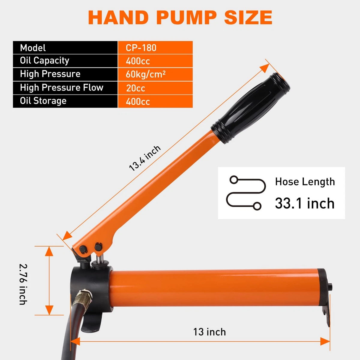 Nilight 5T Hydraulic Cylinder Jack Porta Power + Hand pump, Orange