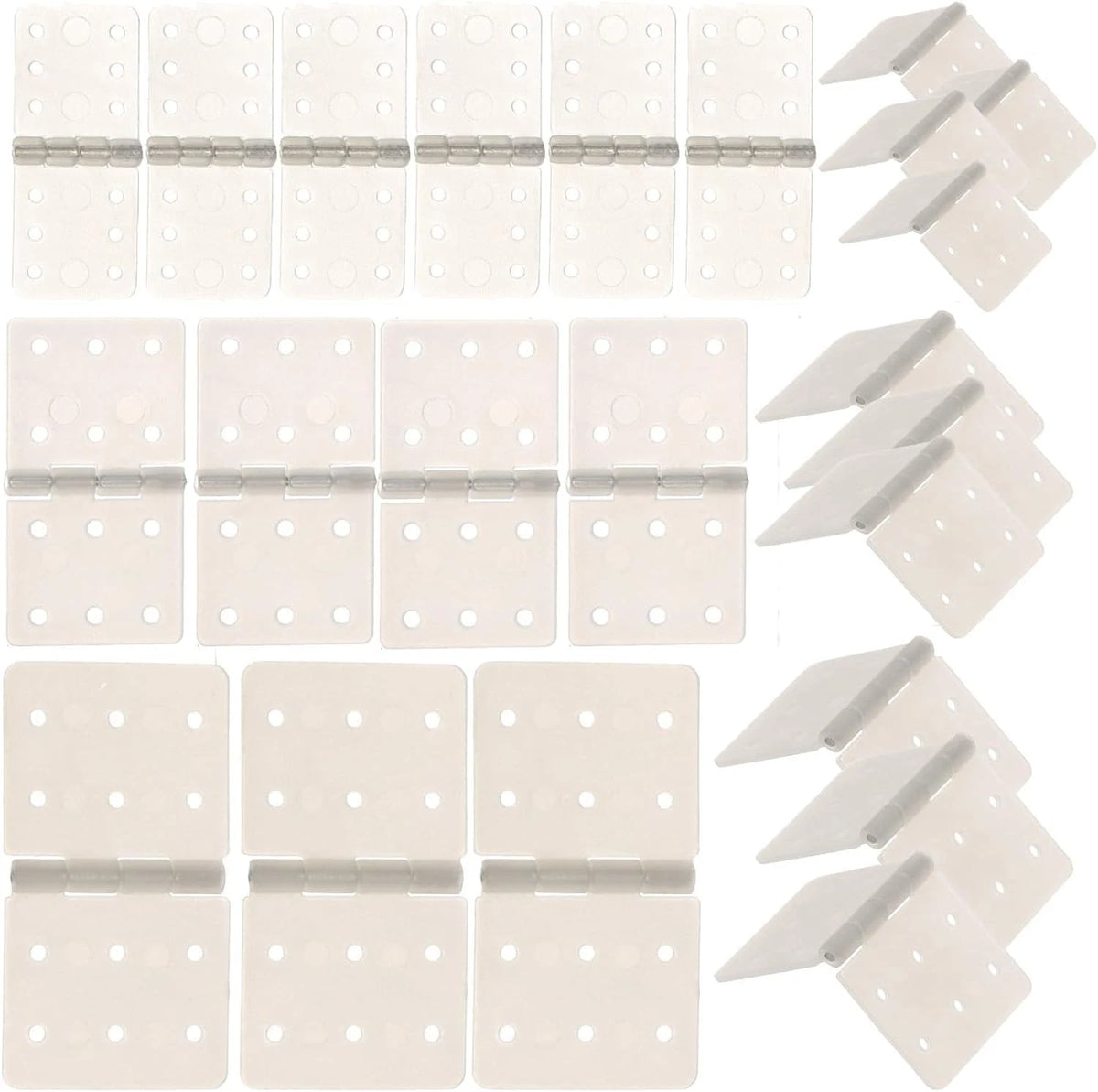 60 Pack 3Sizes Pinned Nylon Hinges for RC Airplane Model 60PCS, White