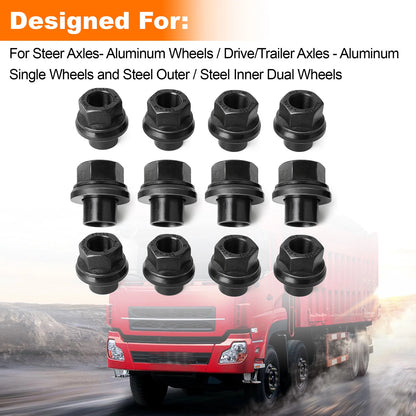12 Pack 33mm M22x1.5 x 19mm Wheel Nuts Sleeve Nuts M22-1.5x19mm Skirt Flange