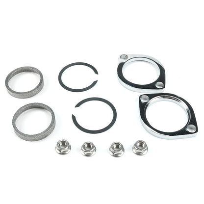 Exhaust Flange Install Kit Flanges Gaskets C-Clips Serrated Nuts For Harley