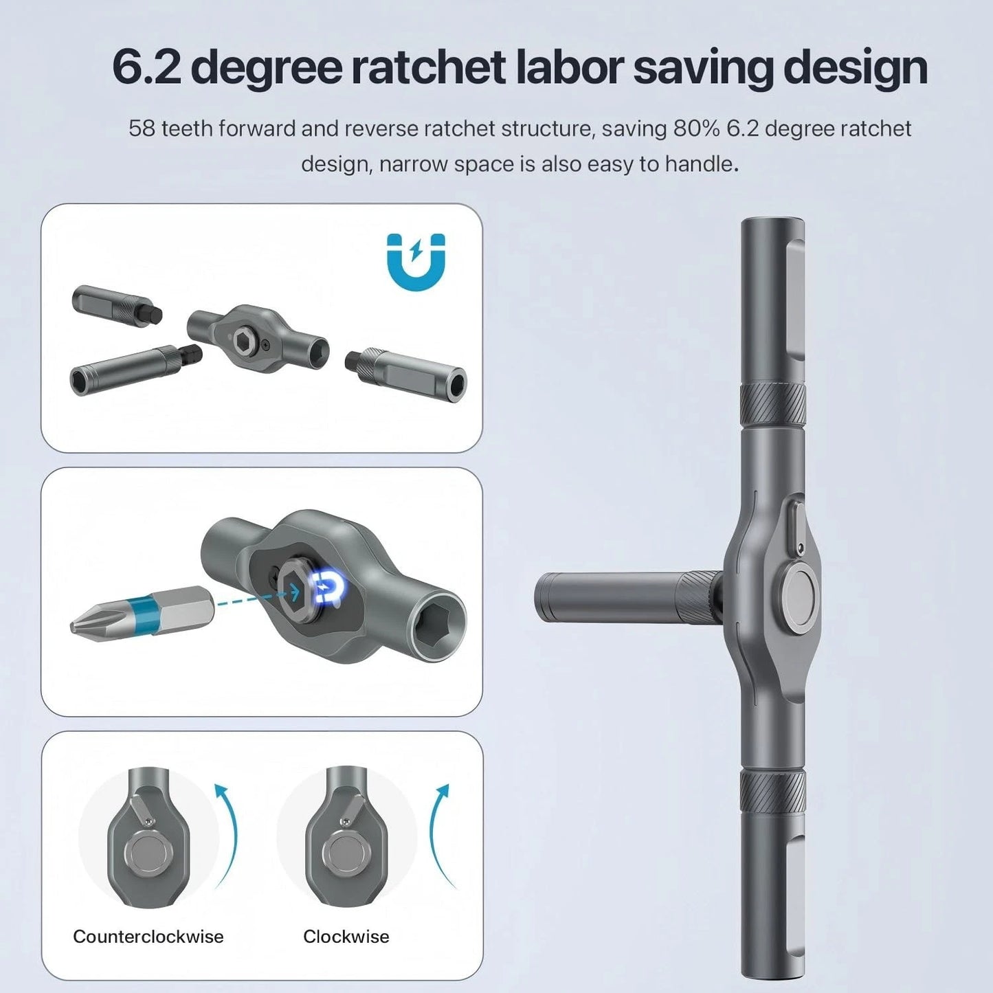 DYLIFE 24 in 1 Magnetic Screwdriver Set, DIY Ratchet Mini 24 In 1, Black Gray