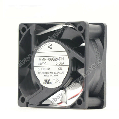 MELCO MMF-06G24DH-CN1 DC 24V 0.06A 60*60*25MM 2-wires Inverter Cooling Fan