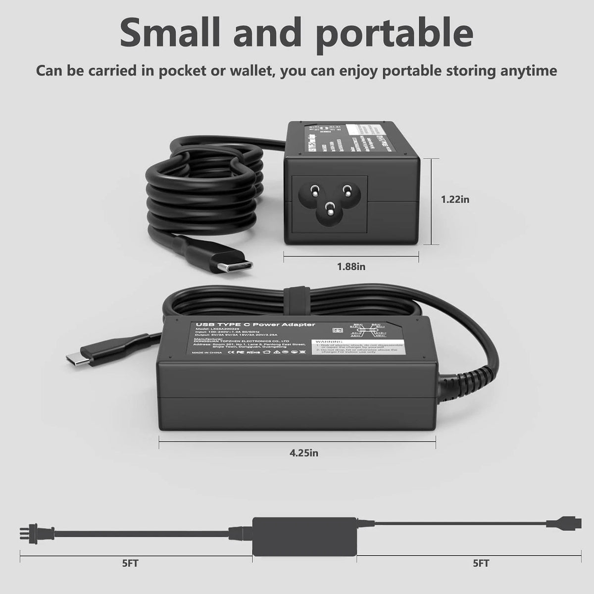 Universal Chromebook Charger-45W USB-C Power Adapter Compatible 45W USB C