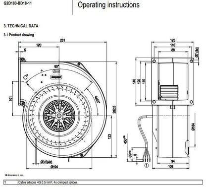 G2D180-BD18-11 Ebmpapst AC Centrifugal Fan 400V 0.68A 2950RPM 430W Inverter Fan